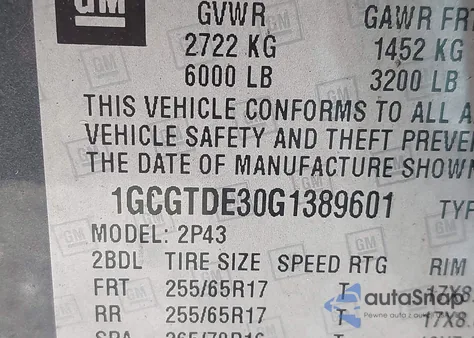 2016 Chevrolet Colorado Z71 из США, поврежденный, VIN 1GCGTDE30G1389601